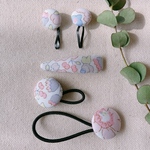 【オーダー品】親子おそろい　リバティ　ベッツィ　パッチンピン＆くるみボタンヘアゴムセット