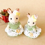 シルバニア　シルバニアファミリー　服　⭐︎くすみカラー　グリーン⭐︎ ペアドレス