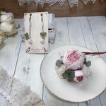SALE★2トーンのピンク薔薇と白詰草の3wayネックレス 
