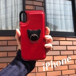 ポケットつき iPhoneケース　レッド　スマホリング つき