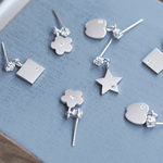Sample品・特価販売) 星 花 りんご 四角 ピアス シルバー925