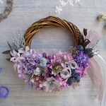 Lune Bonheur＜Lavender grey＞＊ハーフムーンリース＊プリザーブドフラワー＊リース＊お花＊ギフト＊母の日＊結婚祝い＊記念日＊新築祝い