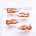 【特集掲載】Wavy イヤリング／ピアス｜Silver×Amber Tortoiseshell(琥珀べっ甲)｜金属アレルギー対応｜純チタン｜イヤリング