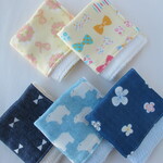 20×20　お得な5枚セット　Wガーゼハンカチ　白くま＆お花