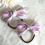 ストライプ パープル ピンク ヘアゴム 2個セット