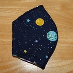 「ノーズフィッター入り」洗える立体マスクキット フィルターポケット付 紐付 ハンドメイド【宇宙柄 紺】    