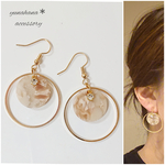 New 優しい春夏カラーモザイクベージュ×シンプルフープ ピアス アレルギー対応   