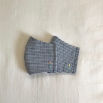 再販◎ネイビー 選べるチェック柄チューリップ刺繍マスク【大人用】