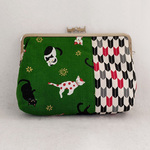 和のなごみ猫☆通帳サイズポーチ　がま口ポーチ