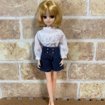 リカちゃん☆飾りボタン付きショートパンツ　デニムインディゴ