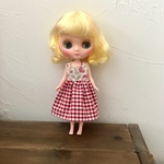 ミディブライス服　ギンガムとお花のワンピース