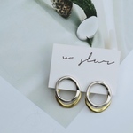 w slur＊シルバー925 コンビカラー ダブルサークル ピアス