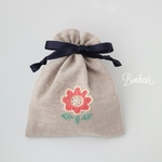 手刺繍巾着ポーチ ❁ フラワー