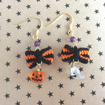 ハロウィン★カボチャとオバケのリボンピアス