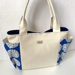 【送料無料】脇ポケット付トートバッグ☆大サイズ(サークルフラワー&生成り帆布)