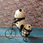 羊毛フェルト  自転車パンダ親子🐼