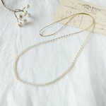 ビーズ LINE ネックレス オパールホワイト ゴールドシャイン 