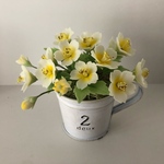 【再販】粘土の花＊ウインターコスモスナンバリングブリキ　ホワイト4＊