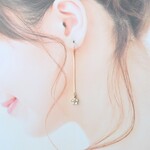 白い小花（勿忘草）♡華奢なロングチェーン♡ピアス・イヤリング♪～6サイズセレクト♪♪【K18・K14GF/14kgf対応】