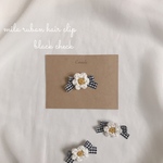 mila ruban baby hair clip ギンガムチェック ベビー ヘアクリップ 花 リボン　ブラック