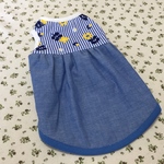 blue ストライプに北欧風花柄ノースリーブワンピース　Ｓ