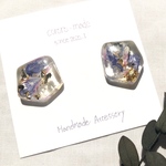 【再販】青のドライフラワー×レジン シンプルピアス（イヤリング変更可能）