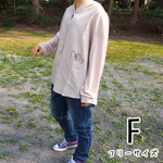 猫柄フード付シャツ 長袖 ゆったりめ アイボリー