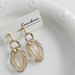 ダブルツイスト クリアオーバルイヤリング(ピアス)
