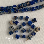 天然染めレガライト クラック ビーズ キューブ4.5mm ブルー 20個set