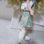 ブライス　本革　ブーツ　バッグ　セット　白　アウトフィット　ショルダー　服　レザー　ミニチュア　ドール小物　momoko　リカちゃん