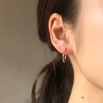 高品質 純チタンポスト 15mm ゴールドフープピアス