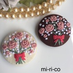 バラの花束　花刺繍　ブローチ／ヘアゴム