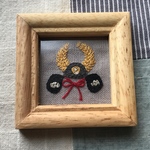 かぶとの刺繍ミニ額