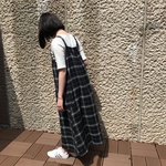 Wガーゼ ブラックウォッチ　ジャンパースカート フリーサイズ　総丈120㎝