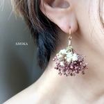 【期間限定価格】 swag rose pink ピアス/イヤリング    ドライフラワーピアス  ウェディング   コーラルピンク