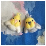 羊毛フェルトマグネット付き ペア❤️オカメインコ