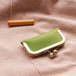 数量限定 ～やや大粒な可愛いげんこ ～　◉　牛革　◉　がま口　◉　印鑑ケース　◉　抹茶きみどり色 
