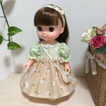 ソランちゃんメルちゃん若草色とお花ワンピース