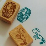 ゴム版はんこ　アマビエさんと甘エビさん【受注制作】
