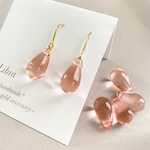 coral pink*コーラルピンク.クリアガラスドロップ ピアスイヤリング