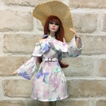 ワンピース”LouiseFlowery”ショート丈【ドール服 Barbie PoppyParker momoko Misaki】