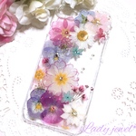[現品販売] iphone7/8用押し花ケース＊colorful＊ スマホケース スワロフスキー [受注製作可能]