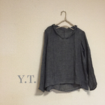 charcoal gray リネンガーゼ ブラウス