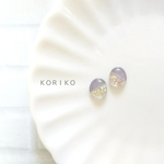 グレージュ×シェル小ぶりピアス/イヤリング＊