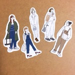 女の子 コーデイラスト フレークシール