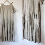 【再再販】生成り色リネン▼ボックスプリーツのワンピ▼サイズフリー