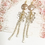 ゆらゆらチェコビーズとストーンのピアス