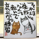 色紙 ことば メッセージ 猫 犬 イラスト ぼるるとねここ 言葉の力 手書き 1点もの「練習」