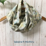 ＊コットンのコンパクトなスヌード/花柄＆ゴールド