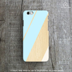 ストライプ　ウッド ベイビー ブルー x ホワイト iPhoneケース[iPhone6s, 6s Plus, 6, 6 Plus,5/5s, 5C, 4/4s]★boho ボヘミアン　ミント